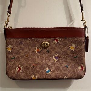 Coach Brown Crossbody Bag with Playful Print